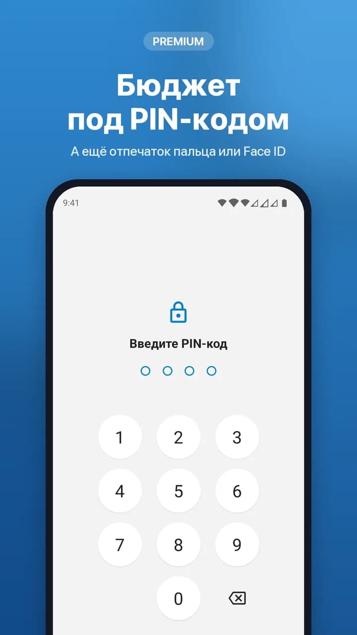 Бюджет под PIN-кодом, отпечатком пальца или Face ID